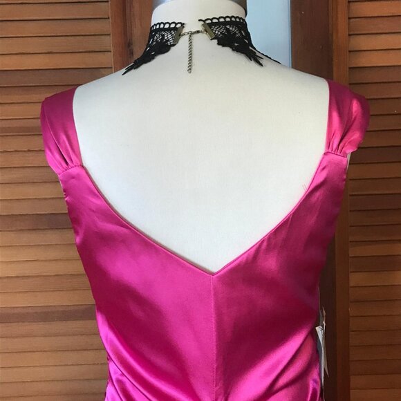 Jessica McClintock Vintage Victorian Lolita Fuchsia Ruffle Train Evening Gown L - Picture 5 of 8